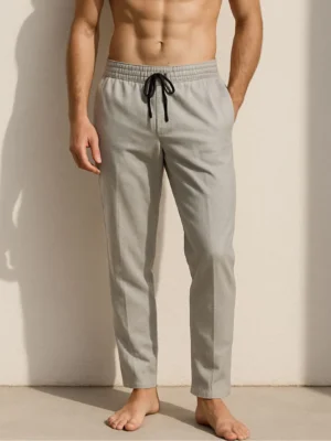 Lightweight Tapered Lounge Pants with Contrast Drawstring