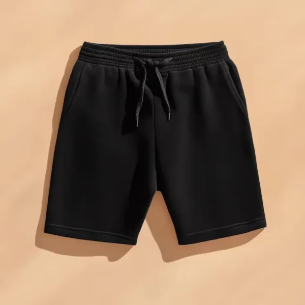 hnf Casual Solid Black Lounge Shorts with Pockets